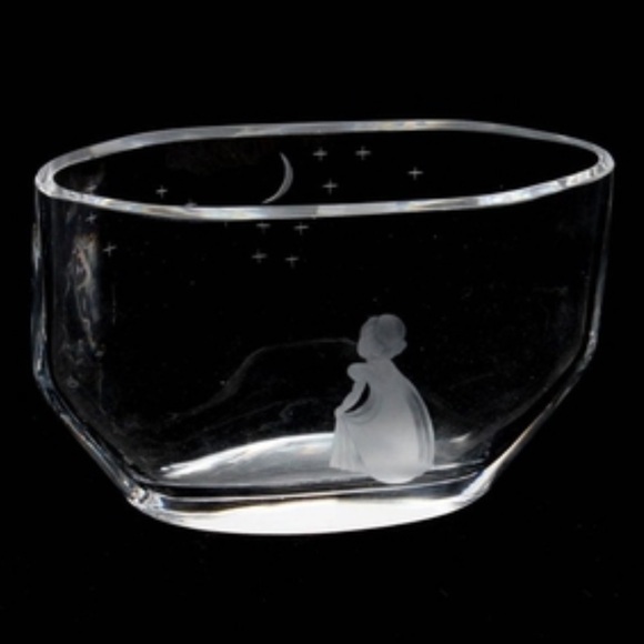 Orrefors “Wish To The Moon” by Edvin Ohrstrom Etched Signed Vintage Oval 1940’s